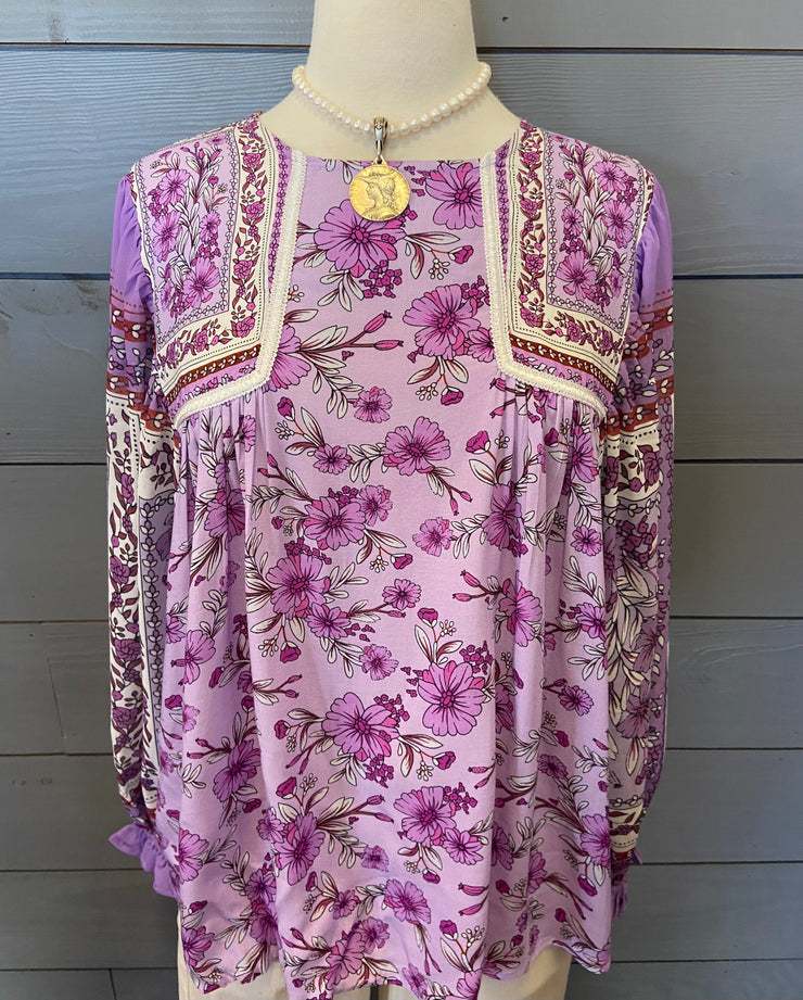 Lavender Floral Boho Top