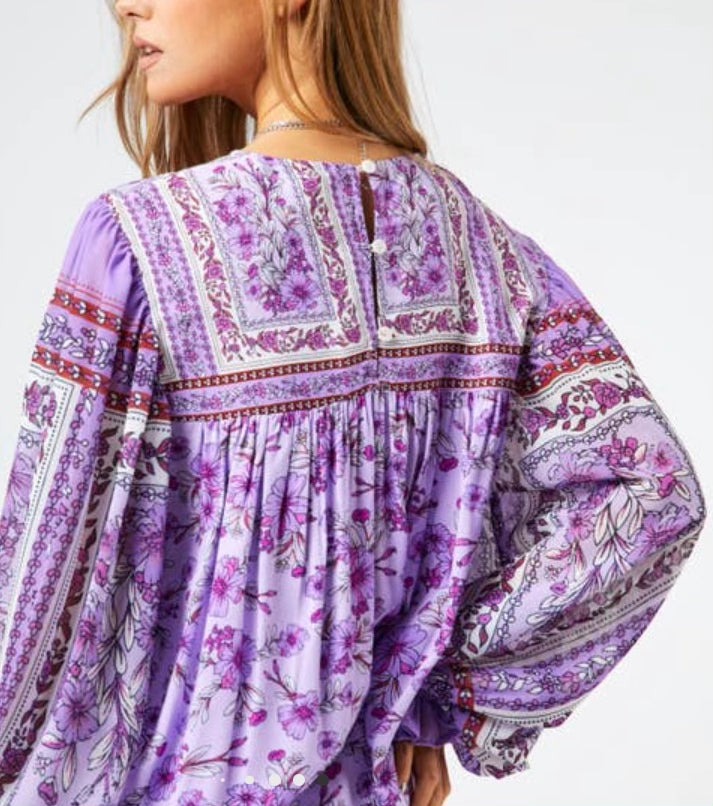 Lavender Floral Boho Top