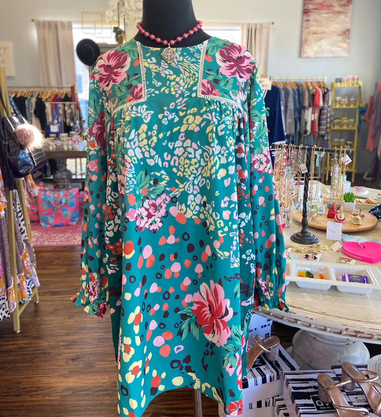 Green Floral Tunic Dress