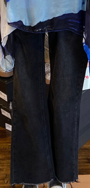 High rise raw ankle hem jeans