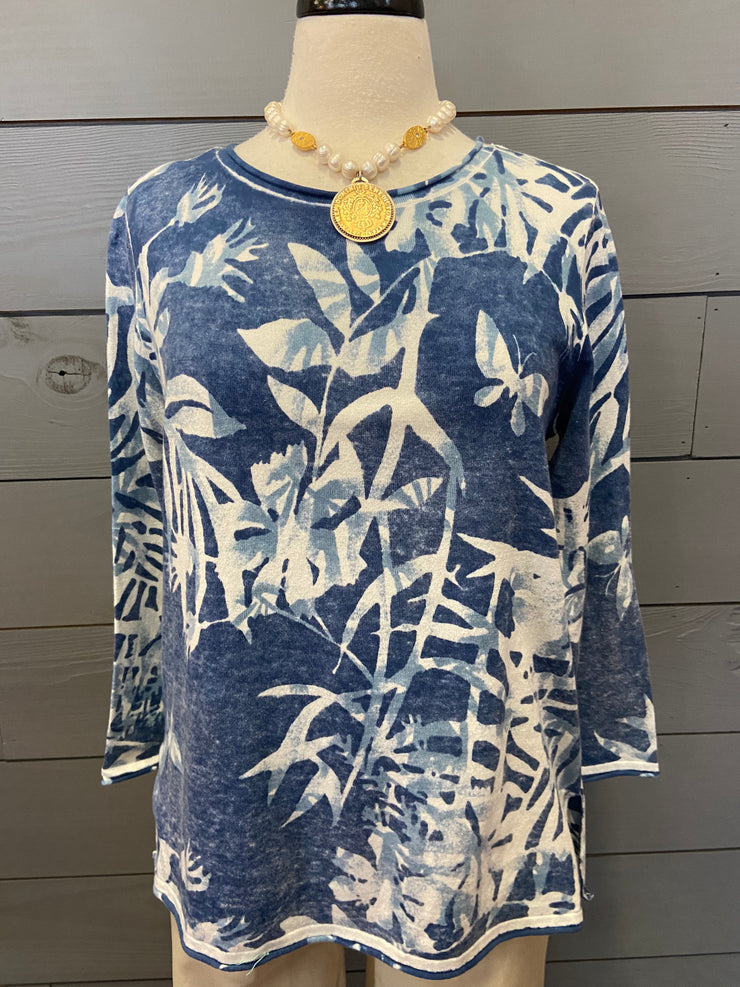 IceBlue Floral Pullover