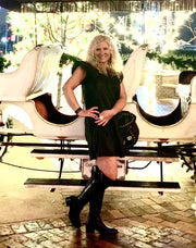 Leather Ruffle Sleeve Dress